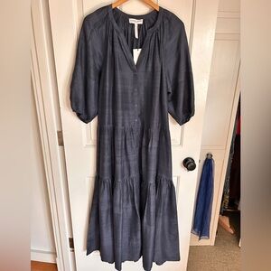 NWT Women’s Apiece Apart Charcoal Long Sleeve Dress 100% silk - size medium